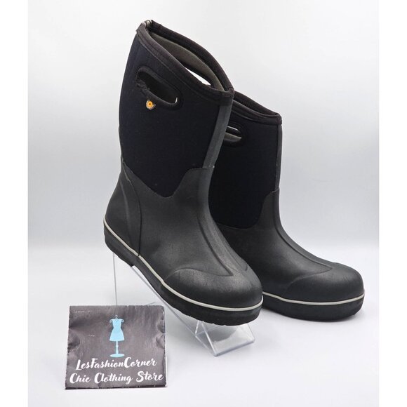 Bogs Youth Black Classic II Solid Waterproof Insulated Rain Snow Boots Sz 4 2915 - Picture 5 of 16